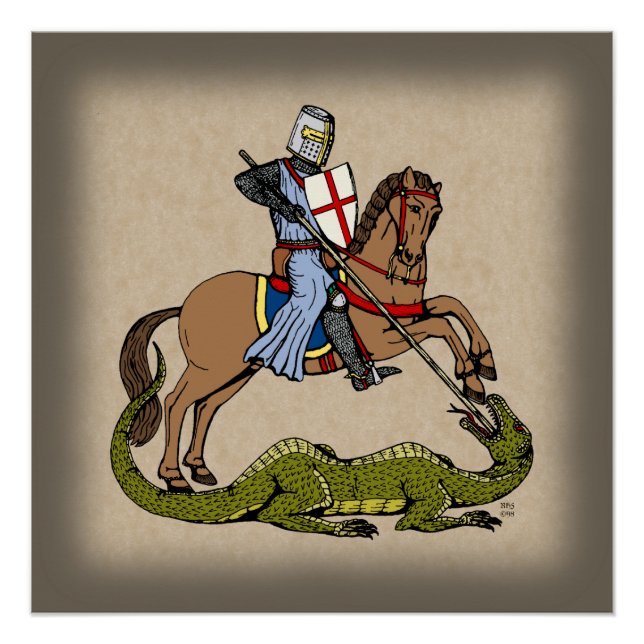Poster Saint George et le Dragon du XIIIe siècle (Devant)