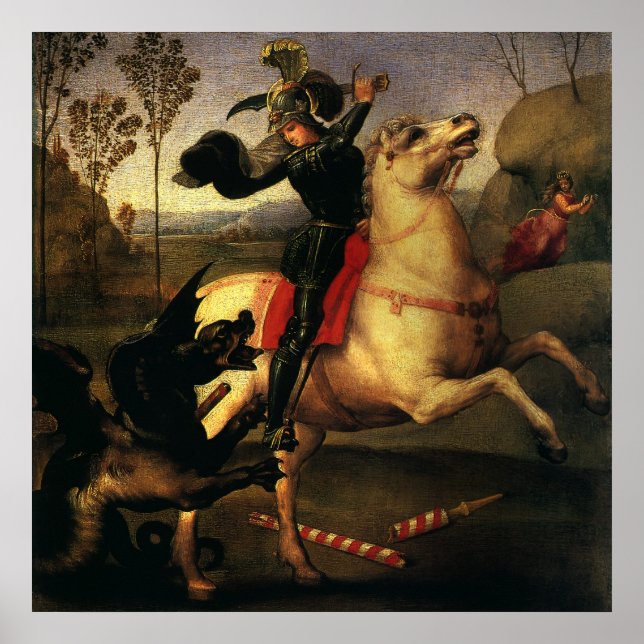 Poster Saint Georges combattant le dragon par Raphaël (Devant)