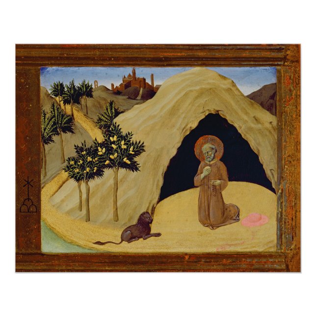 Poster Saint Jérôme avec le lion, 1436 (température sur p (Devant)
