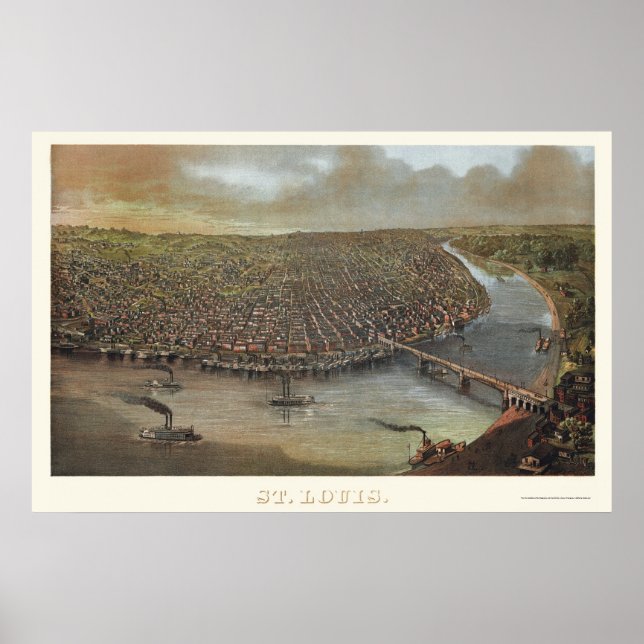 Poster Saint-Louis, MO Carte panoramique - 1873 (Devant)