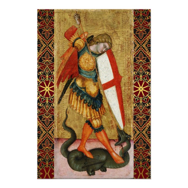 Poster Saint Michael Archangel et Dragon Sienese (Devant)
