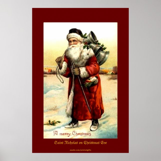 Poster SAINT NICHOLAS sur CHRISTMAS EVE Vintage Imprimer (Devant)