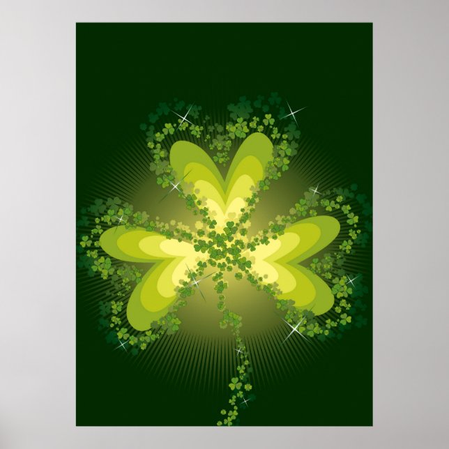 Poster Saint Patrick's Day Lucky Clovers Shamrock Irish (Devant)