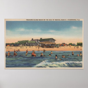 Poster Saint-Pétersbourg, FL - Vue de l'île au trésor