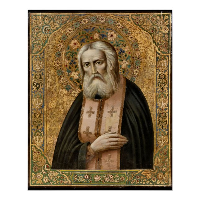 Poster Saint Seraphim de Sarov Orthodoxe Icon (Devant)