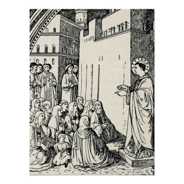 Poster Saint Stephen Prédication par Fra Angelico (Devant)