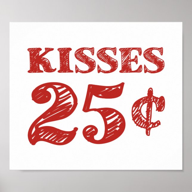 Poster Saint Valentin Baisers 25 cents (Devant)