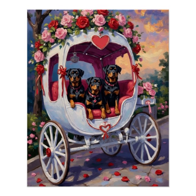 Poster Saint-Valentin Chien Rottweiler (Devant)
