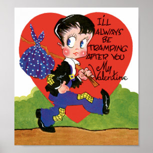 Poster Saint Valentin Mignon Vintage, Cœur de Garçon Vaga