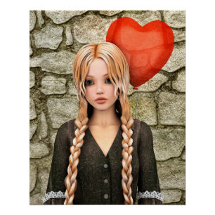 Poster Saint-Valentin Rétro - Amour de Ballon en Forme de