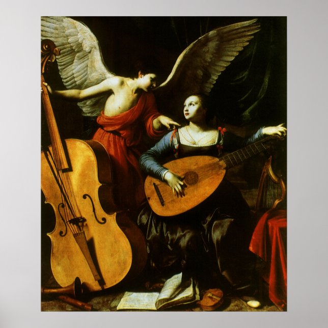 Poster Sainte Cécile et l'ange par Carlo Saraceni (Devant)