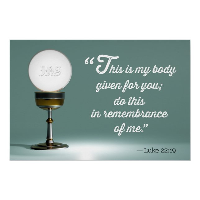 Poster Sainte Eucharistie et Chalice; Luc 22:19 Citation (Devant)
