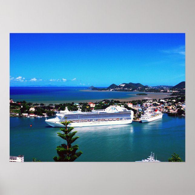 Poster Sainte-Lucie, bateau de croisière (Devant)