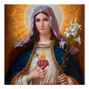 Poster Sainte-mère Marie Coeur immaculé, foi catholique,