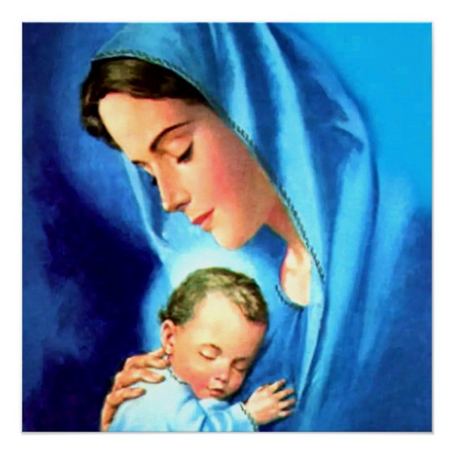 Poster Sainte Vierge Marie avec Bébé Jésus (Devant)
