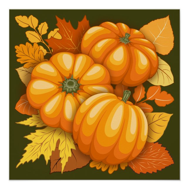 Poster Saison d'automne Halloween Citrouille Motif (Devant)