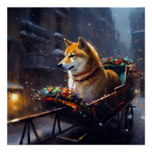 Poster Saison de Noël de Shiba Inu