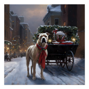 Poster Saison de Noël du American Staffordshire