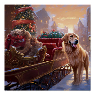 Poster Saison de Noël Golden Retriever