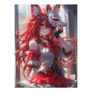 Poster Sakura & Secrets   Cute Kitsune Fox School Girl