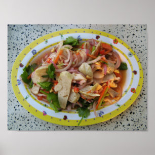 Poster Salade de saucisse épicée thaï ... Street Food asi