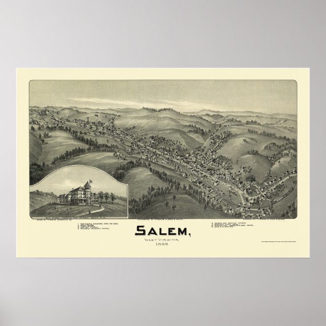Poster Salem, WV Panoramic Map - 1899 (Devant)