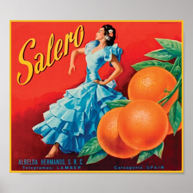 Poster Salero Vintage Crate Étiquette - Danseuse (Devant)