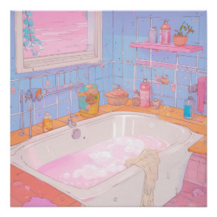 Poster Salle de bain Anime Art esthétique Imprimer