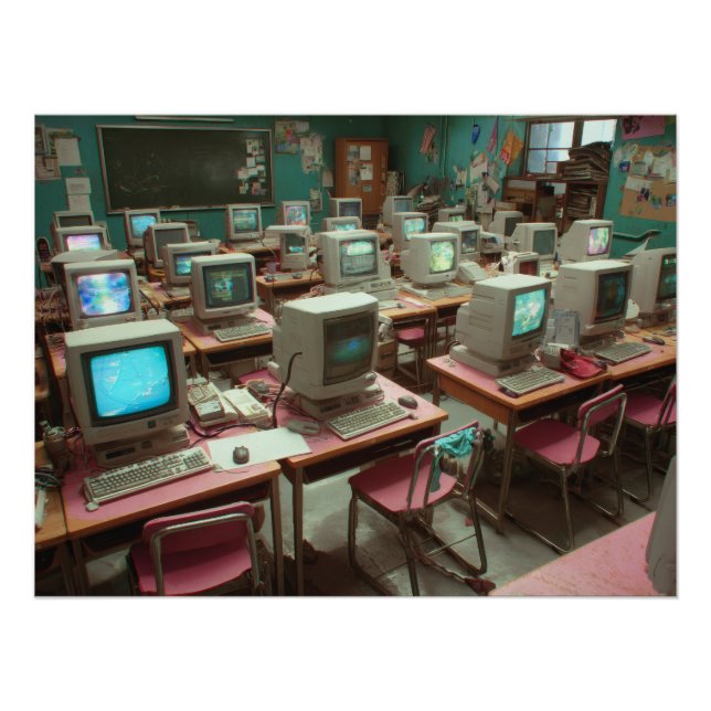 Poster Salle de classe laboratoire informatique rétro sar (Devant)