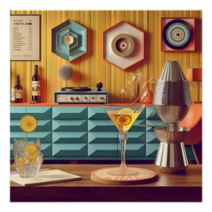Poster Salle de fête Rétro Futuriste du Milieu du Siècle 