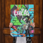Poster Salle de Graffiti Zombie Décor Porte Monogramme<br><div class="desc">Avec un garçon punk zombie sur un arrière - plan de graffiti brillant et coloré avec votre choix de personnalisation. Parfait pour les dortoirs, les chambres pour enfants et plus encore. Fait un grand morceau de déclaration sur votre mur derrière votre lit. Ajoutez de la couleur à toute chambre pour...</div>