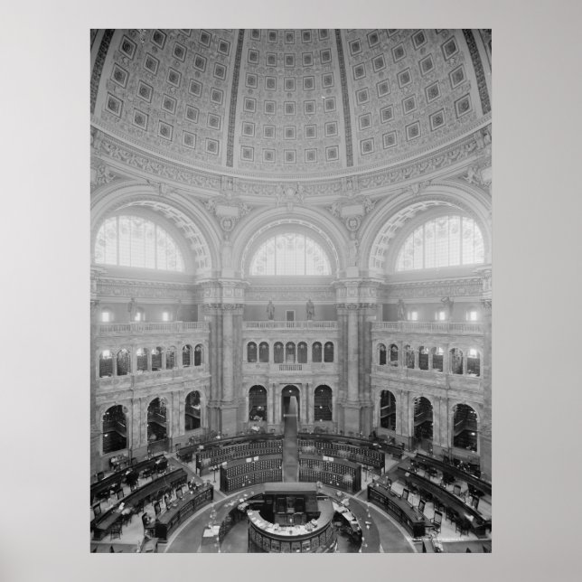 Poster Salle de lecture Rotunda (Bibliothèque du Congrès) (Devant)