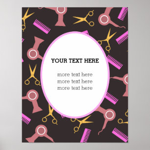 Poster Salon de cheveux arrière - plan noir