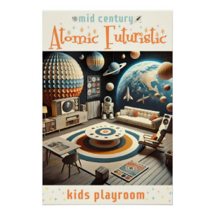 Poster Salon de jeu pour enfants d'ère spatiale futuriste