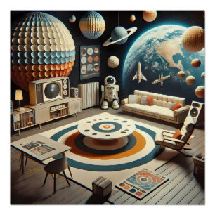 Poster Salon de jeu pour enfants d'ère spatiale futuristi