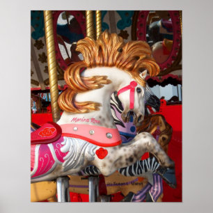 Poster Salon des chevaux carrousels roses et blancs