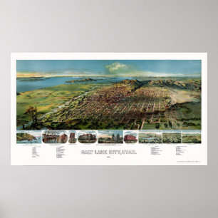 Poster Salt Lake City, UT Carte panoramique - 1891