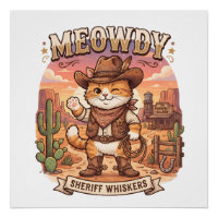 Salut Shérif Moustaches Mignon Chat Cowboy Western