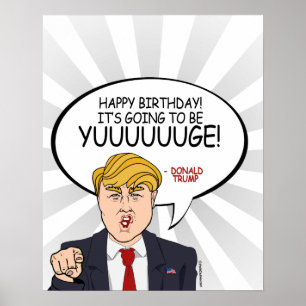 Poster Salutation de Donald Trump - Joyeux anniversaire -
