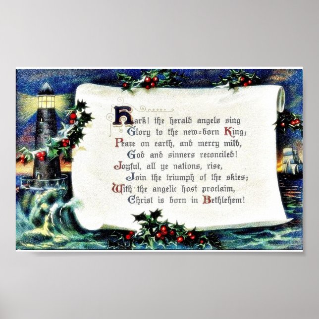 Poster Salutation de Noël avec voeux écrits, léger (Devant)