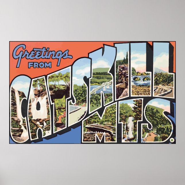 Poster Salutations De Catskill Mts, Vintage (Devant)