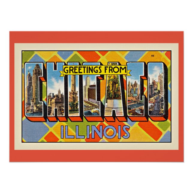 Poster Salutations de Chicago, Illinois (Devant)