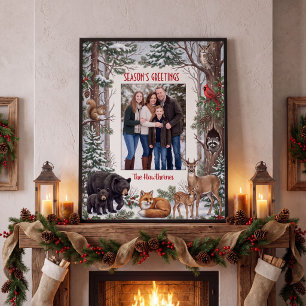 Poster Salutations de la famille des animaux de la forêt