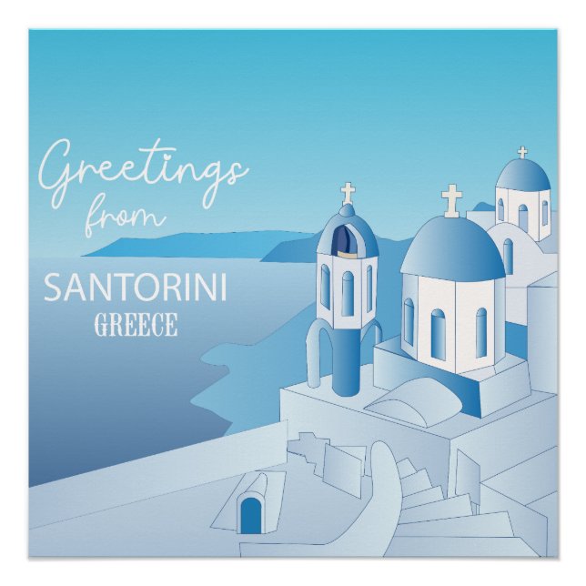 Poster Salutations de Santorin Grèce (Devant)