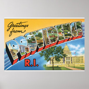 Poster Salutations de voyage de Providence RI_Vintage