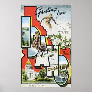 Poster Salutations d'Idaho, cru