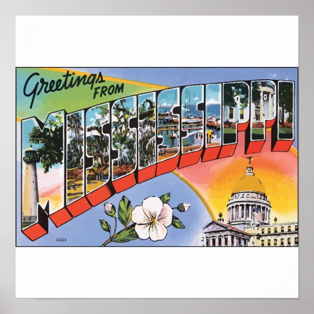 Poster Salutations Du Mississippi, Vintage (Devant)