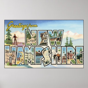 Poster Salutations Du New Hampshire, Vintage
