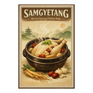 Poster Samgyetang, poulet au ginseng coréen traditionnel