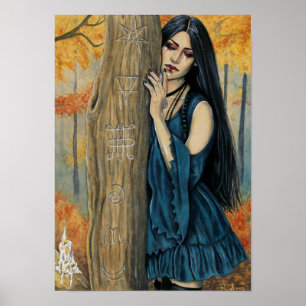 Poster Samhain Gothic Automne Sorcière Imaginaire Art Pos